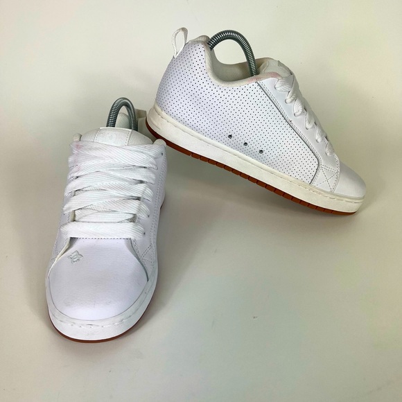 DC White Mens Court Graffik Size 7.5 Skate Shoes - Picture 1 of 11